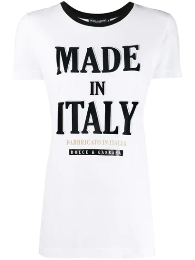 Dolce & Gabbana Short-sleeved Jersey T-shirt With “made In Italy” Print In White