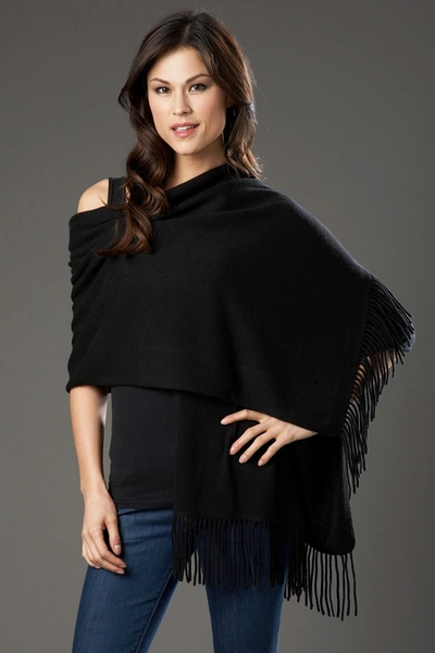 Portolano Solid Cashmere Wrap In Black