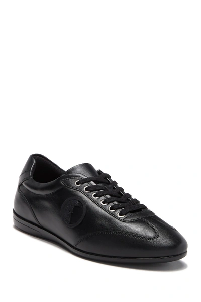 Versace Nappa Leather Lace Up Sneaker In Black