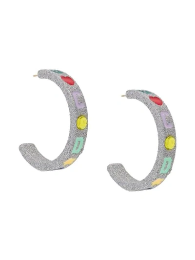 Gcds Logo Hoop Earrings In Silver