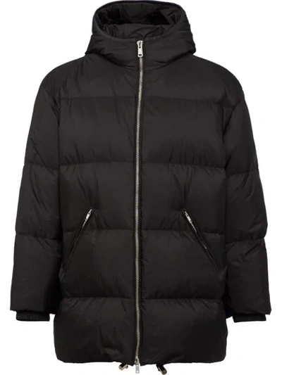 Prada Hooded Puffer Coat In Black
