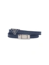 Prada Braided Logo Plaque Bracelet In Blue