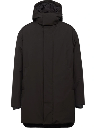 Prada Technical Fabric Padded Coat In Black