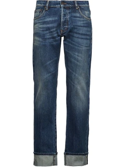 Prada Easy Fit Straight Leg Jeans In Blue