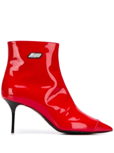 Msgm Stiletto Heel Ankle Boots In Red