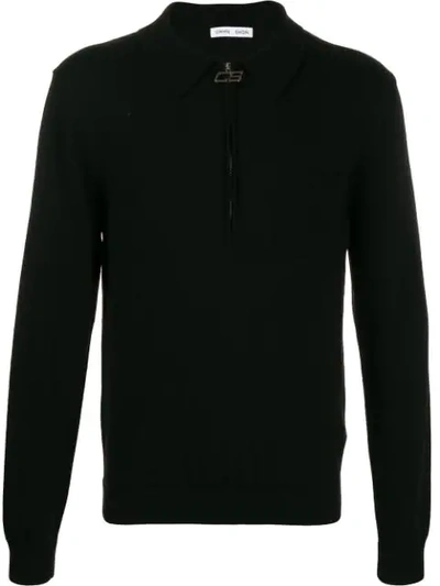 Cmmn Swdn Zipped Neck Jumper In Black