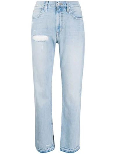 Slvrlake Rider Distressed Straight-leg Jeans In Blue