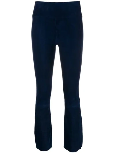 Sprwmn Cropped Suede Trousers In Blue