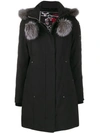 Moose Knuckles Hooded Parka Coat In 310 Black Frost