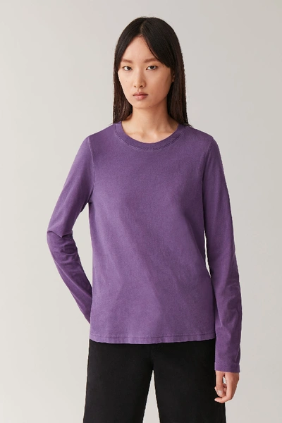Cos Straight-hem Long-sleeved Top In Purple