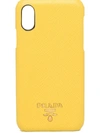 Prada Logo Embossed Iphone X And Xs Case In Yellow