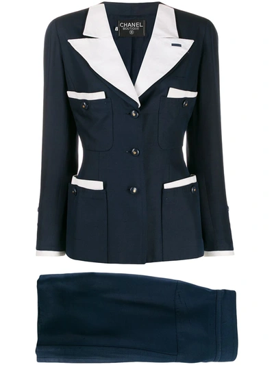 Pre-owned Chanel 1990s Two-piece Suit In Blue