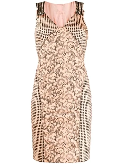 Pre-owned Versace 1990s Printed Fitted Dress In Pink