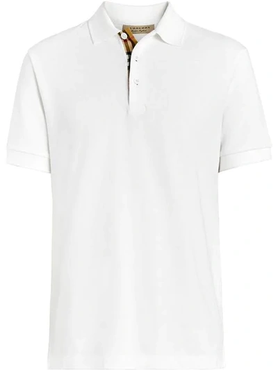 Burberry Check Trim Polo Shirt In White
