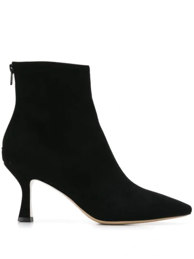 Fabio Rusconi 'como' Suede Panel Snake-embossed Leather Ankle Boots In Black