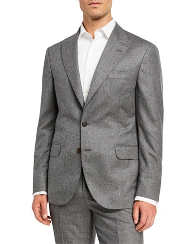 Brunello Cucinelli Men's Micro-stripe Flannel Two-piece Suit In Gray