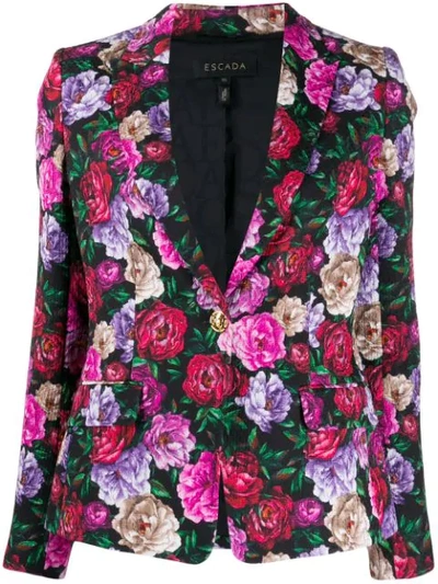 Escada Dinavia Floral-print Hammered Cotton Jacket In Pink