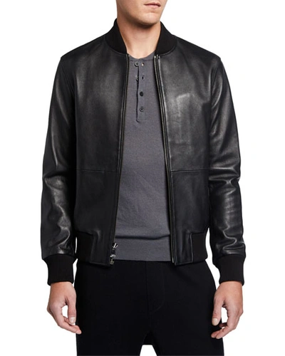 Neiman Marcus Men's Leather Bomber Jacket In Black