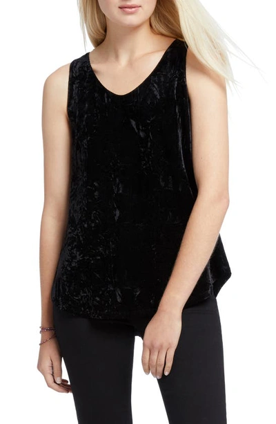 Nic + Zoe Petite Crushed Velvet Scoop-neck Tank In Black Onyx