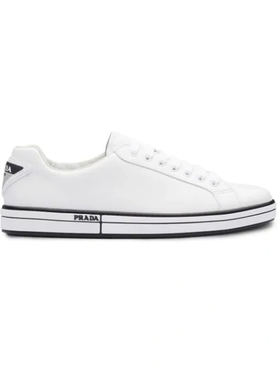 Prada White Triangle Logo Sneakers In F0009 White