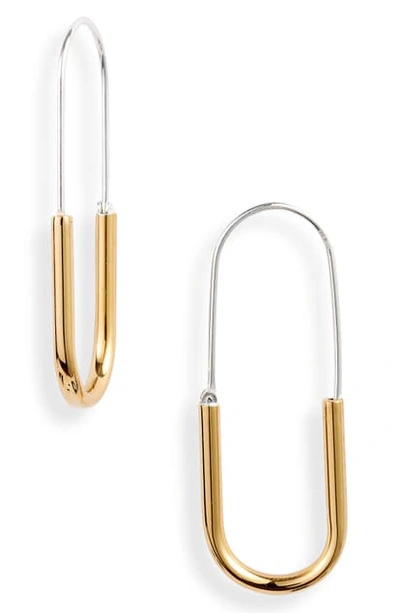 Argento Vivo Two-tone Oval Hoop Earrings In 18k Gold-plated Sterling Silver In Gold/ Silver