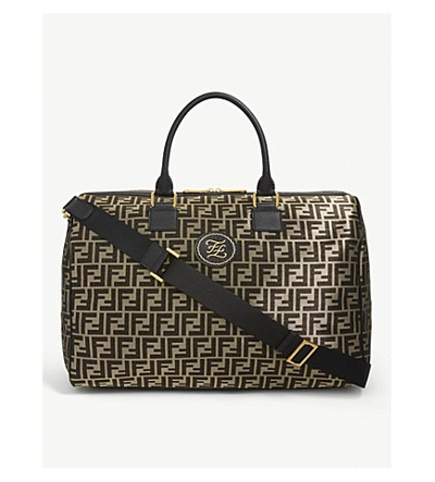 Fendi Monogram Glazed Duffle Bag In Black/gold