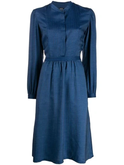 Apc Magda Shirt-dress In Blue