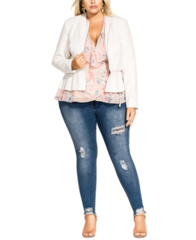 CITY CHIC TRENDY PLUS SIZE FAUX-LEATHER PEPLUM JACKET 