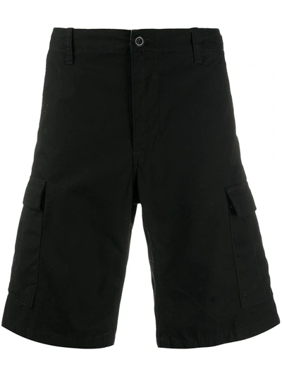 Carhartt Knee-length Logo Cargo Shorts In Black