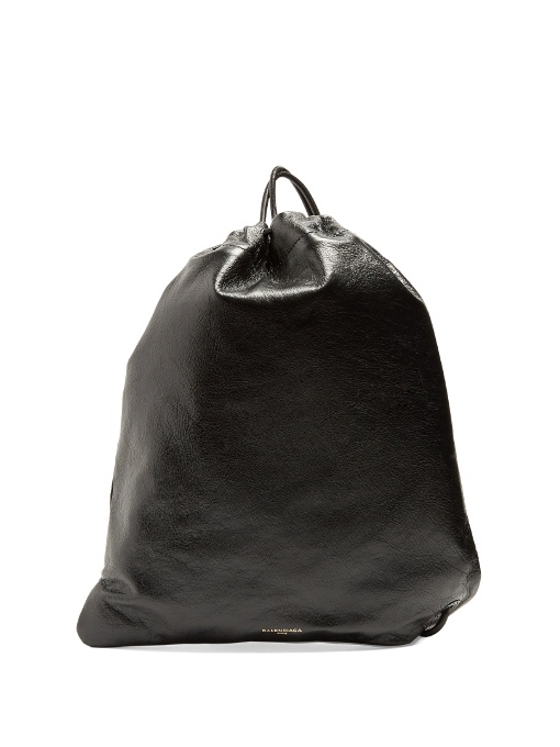 mens leather drawstring backpack