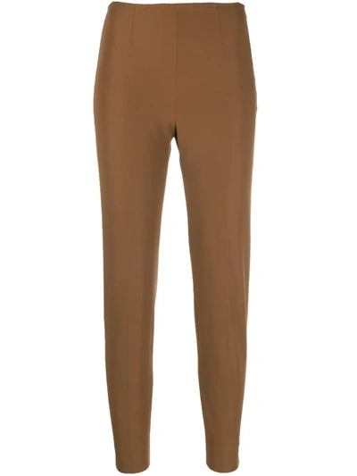 Pt01 Andrea Stretch Cady Slim Trousers In Brown