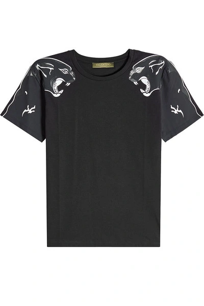 Valentino Trouserher Printed Cotton Jersey T-shirt In Black