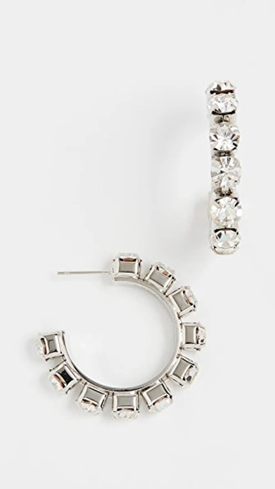 Area Small Classic Hoop Earrings In Silver Brass/clear Crystal