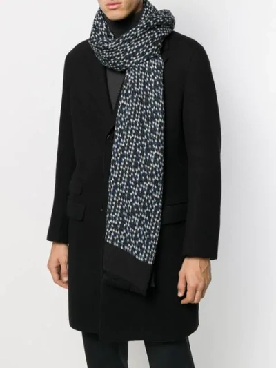 Altea Houndstooth Patterned Frayed Edge Scarf In Blue