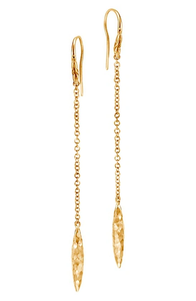 John Hardy Classic Chain Hammered Spear 18k Gold Drop Earrings