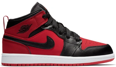 Pre-owned Jordan 1 Mid Gym Red Black (ps) In Gym Red/black-white
