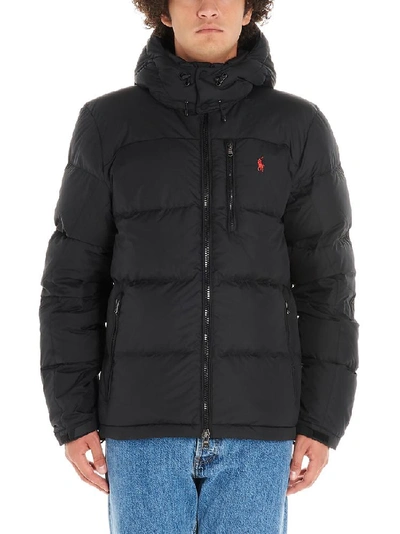 Polo Ralph Lauren Logo Embroidered Hooded Puffer Jacket In Black