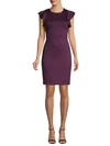 Tommy Hilfiger Ruffle Sheath Dress In Aubergine