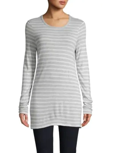 Alexander Wang T Striped Long-sleeve Top In Grey Ivory
