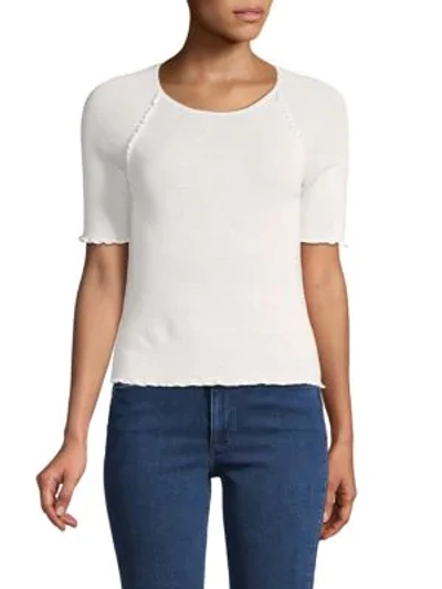 Alexander Wang T Ruffled-trimmed Wool-blend Top In Ivory