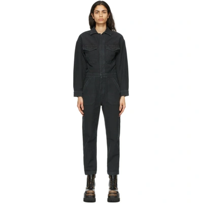 Citizens Of Humanity Marta Cropped Denim Jumpsuit In Washed+black