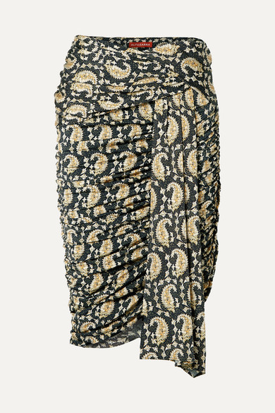 Altuzarra Ruched Draped Paisley Print Stretch Jersey Skirt In