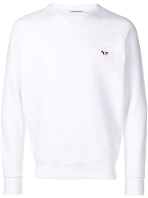 maison kitsune tricolor fox patch sweatshirt