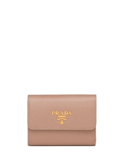 Prada Trifold Logo Wallet In Pink