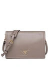 Prada Medium Triangle-patch Shoulder Bag In Grey