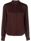 Frame 70s Contrast-stitch Silk Button-down Shirt In Bordeaux