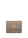 Prada Logo-plaque Folding Wallet In Grey