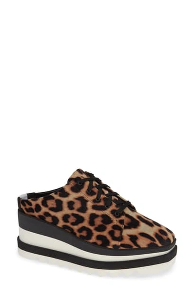 Stella Mccartney Sneak-elyse Leopard-print Platform Wedge Sneaker Mules In Black