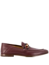 Gucci Men's Leather Horsebit Loafer With Web In Red