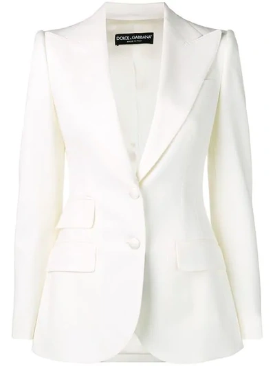 Dolce & Gabbana Stitching Details Fitted Blazer - White In White